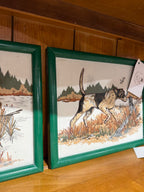 Set of 2 3D Hunting Dog Wood Frames
